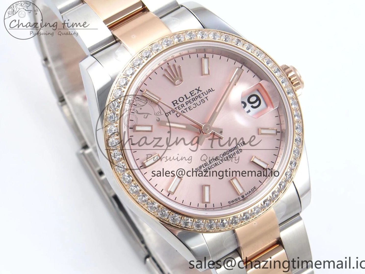 904L 2688 Oyster Dial RG Bracelet Steel SS 278381RBR DateJust Stick Diamonds RG Edition ETA on ARF 31 Bezel 1:1 Best 0415